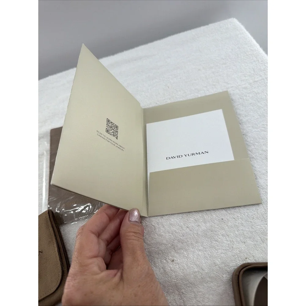 David Yurman Empty Jewelry Large Brown Suede Pouch, Box, Ribbon